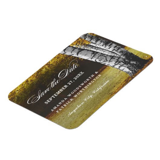 Birch Carved Heart Tree Fall Speichern Sie das Dat Magnet (Linke Seite)