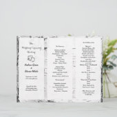 Birch Carved Hearts Wedding Tri-Fold Programm (Stehend Vorderseite)
