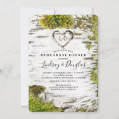 Birch Carved Herz Rustic Fall Probe Dinner Einladung (Vorderseite)