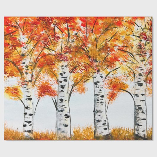 Birch Fall Birch Bäume Herbst Land Blätter Geschen Geschenkpapier (Flach)