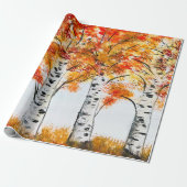 Birch Fall Birch Bäume Herbst Land Blätter Geschen Geschenkpapier (Ungerollt)