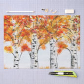 Birch Fall Birch Bäume Herbst Land Blätter rustika Seidenpapier (Handwerk)
