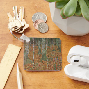 Birch Forest by Gustav Klimt, Vintage Art Nouveau Schlüsselanhänger