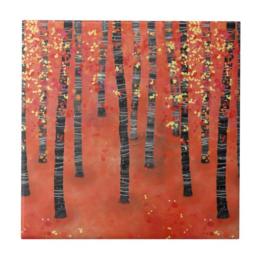 Birch Forest Landscape Fliese (Vorderseite)