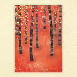 Birch Forest Landscape Leinwanddruck<br><div class="desc">Anstrich eines Birken- oder Aspenwaldes im Herbst. Rotes,  orangefarbenes und gelbes,  halbabstraktes Waldgebiet.</div>