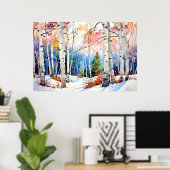 Birch Forest Landscape Poster (Heimbüro)