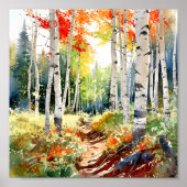 Birch Forest Painting Poster (Vorne)