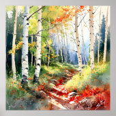 Birch Forest Painting Poster (Vorne)