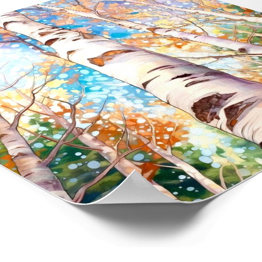 Birch Forest Painting Poster (Ecke)