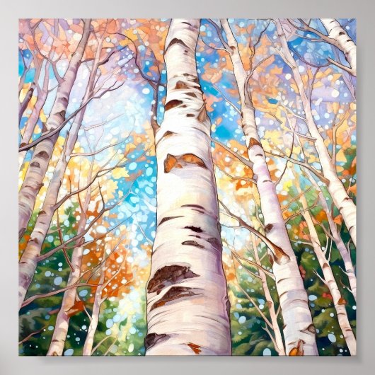 Birch Forest Painting Poster (Vorne)