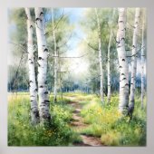 Birch Forest Painting Poster (Vorne)