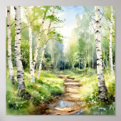 Birch Forest Painting Poster (Vorne)