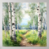 Birch Forest Painting Poster (Vorne)