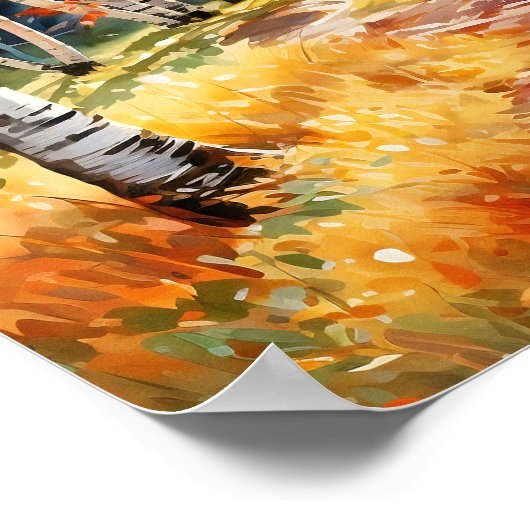 Birch Forest Vivid Colors Painting Poster (Ecke)
