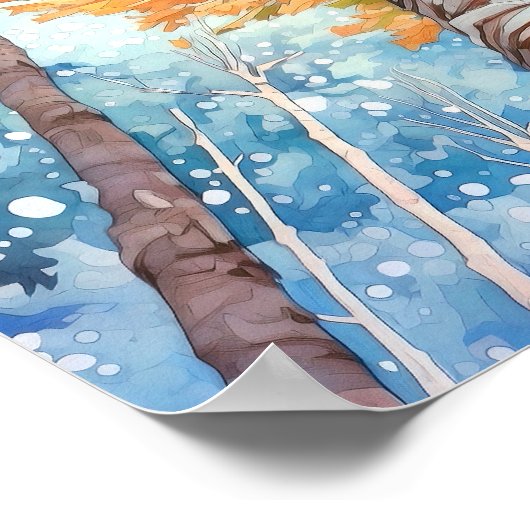 Birch Forest Watercolor Painting Poster (Ecke)