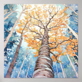 Birch Forest Watercolor Painting Poster (Vorne)