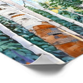 Birch Forest Watercolor Painting Poster (Ecke)