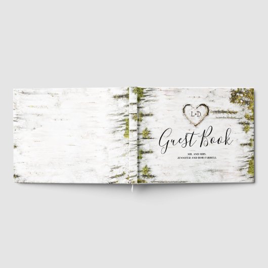 Birch Heart Rustikale Hochzeit im Herbst Gästebuch (Voll)