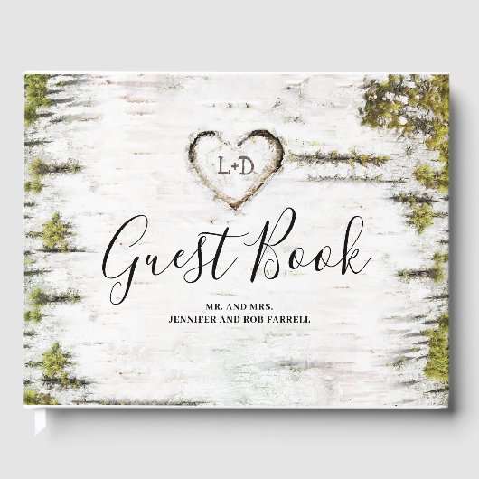Birch Heart Rustikale Hochzeit im Herbst Gästebuch (Vorderseite)