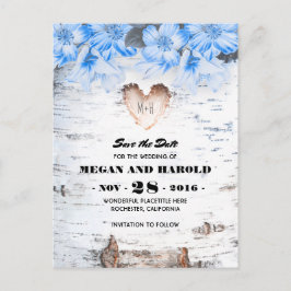 Birch Heart Rustikales Land Save the Date Ankündigungspostkarte
