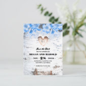 Birch Heart Rustikales Land Save the Date Ankündigungspostkarte (Stehend Vorderseite)