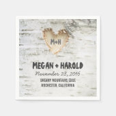 Birch Herz Rustikaler Baum Inspiriert Serviette (Vorderseite)