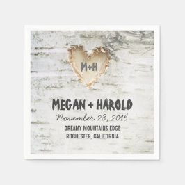 Birch Herz Rustikaler Baum Inspiriert Serviette