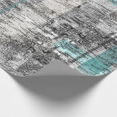 Birch Karierter Baum Bark Natur Aquamarin Grau Wei Geschenkpapier (Ecke)