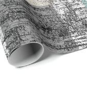 Birch Karierter Baum Bark Natur Aquamarin Grau Wei Geschenkpapier (Rolleneckpunkt)