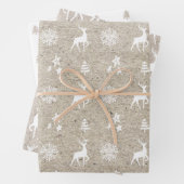 Birch Kraft Paper Moderner Weihnachtsbaum & Reinde Geschenkpapier Set (Beispiel)