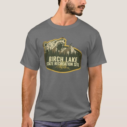Birch Lake Staat Erholungsort Alaska Retro Badg T-Shirt (Vorderseite)