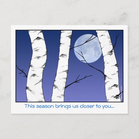 Birch Moon Christmas Feiertagspostkarte (Vorderseite)