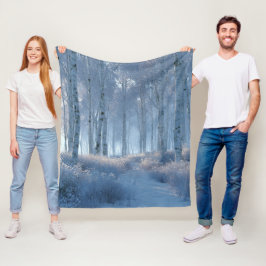 Birch Radiant Snow Forest Fleecedecke
