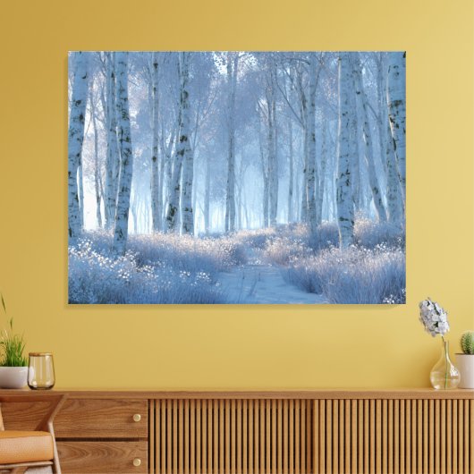 Birch Radiant Snow Forest Leinwanddruck (Insitu (Wohnzimmer))