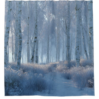 Birch Radiant Snow Forest Shower Curtain Duschvorhang