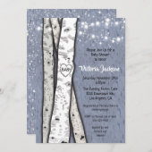 Birch Tree Abend Twinkle Lights Babydusche Einladung (Vorne/Hinten)