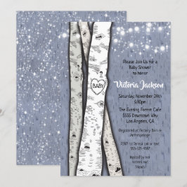 Birch Tree Abend Twinkle Lights Babydusche Einladung