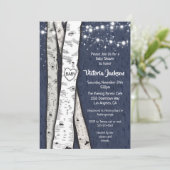 Birch Tree Abend Twinkle Lights Babydusche Einladung (Stehend Vorderseite)