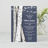 Birch Tree Abend Twinkle Lights Brautparty Einladung (Stehend Vorderseite)