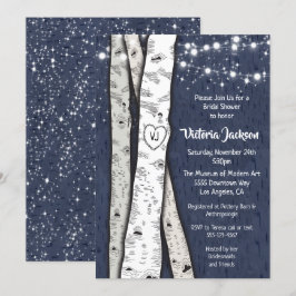 Birch Tree Abend Twinkle Lights Brautparty Einladung