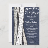 Birch Tree Abend Twinkle Lights Brautparty Einladung (Vorderseite)