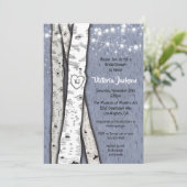 Birch Tree Abend Twinkle Lights Brautparty Einladung (Stehend Vorderseite)
