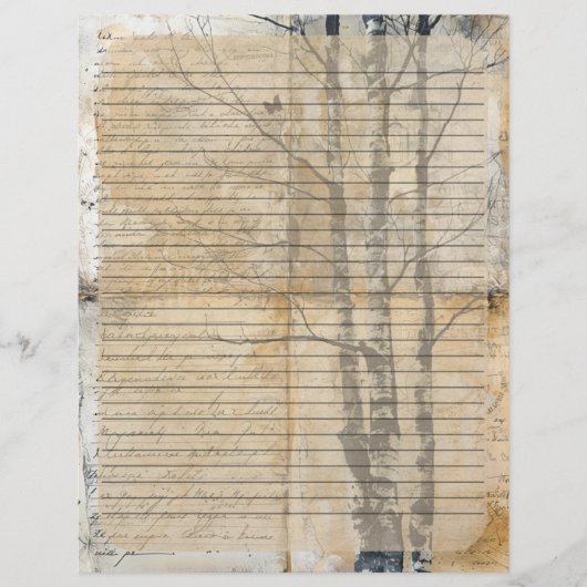Birch Tree Altes Manuskript Briefbogen (Vorderseite)