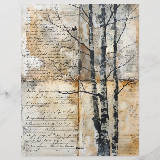 Birch Tree Altes Manuskript Briefbogen (Rückseite)