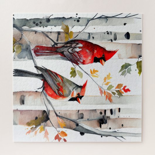 Birch Tree and Kardinals Puzzle (Horizontal)