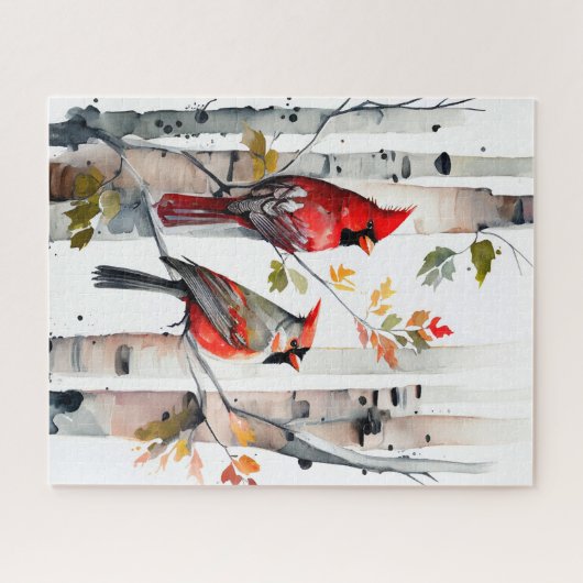 Birch Tree and Kardinals Puzzle (Horizontal)