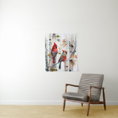 Birch Tree and Kardinals Tapestry Wandteppich (Beispiel)
