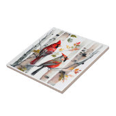 Birch Tree and Kardinals Tile Fliese (Seite)