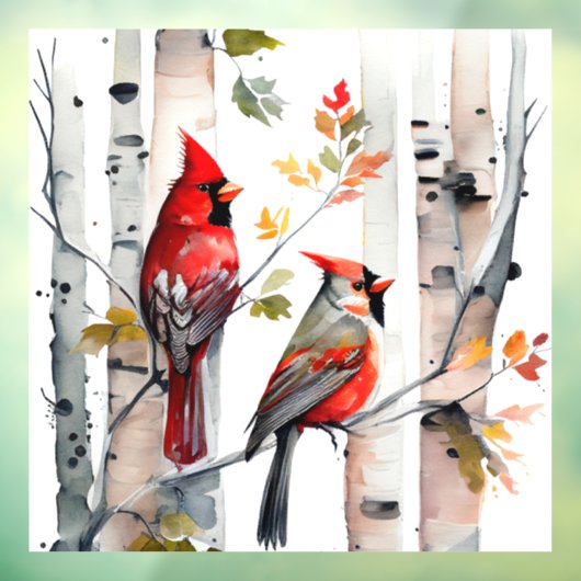 Birch Tree and Kardinals Window Cloning Fensteraufkleber (Blatt 3)