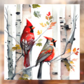 Birch Tree and Kardinals Window Cloning Fensteraufkleber (Blatt 2)